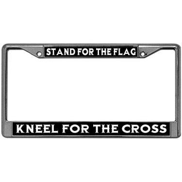 Imagem de GND Moldura de placa de licença, molduras personalizadas moldura de placa de carro de metal multicolorido, suporte para a bandeira ajoelhar-se para a cruz moldura de placa de licença personalizada sua