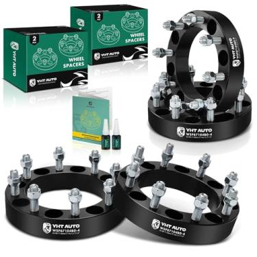 Imagem de YHTAUTO Espaçadores de roda de 8 x 180 mm de 1,5" para Chevy e GMC Silverado Sierra 2500 HD 2011-2018, 3500 HD 2011-2015, espaçadores de pneu com pinos de grau M14x1,5 e 12,9, furo do cubo de 146 mm, 8 terminais, adaptador de roda preto 4 peças ters