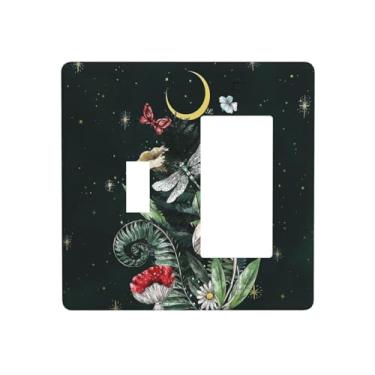 Imagem de Nature Mushrooms Plant Like Painted 2-Gang 1-Toggle 1-Decora/Gfci Device Combination Light Switch Cover Decorative Outlet Cover Wall Plate Switchplate Faceplate for Home Decor