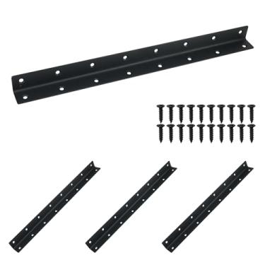 Imagem de Redunest Suporte Em L, Suporte De Canto Para Serviços Pesados, Pacote Com 4 Suportes De Prateleira De Metal De 14,8 Pol. Suporte De Ângulo Para Prateleiras, Suportes De Metal Preto Para Madeira, Compr