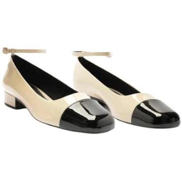 Imagem de Sapato AnaCapri Boneca Nude E Preto Verniz Salto Bloco-Feminino