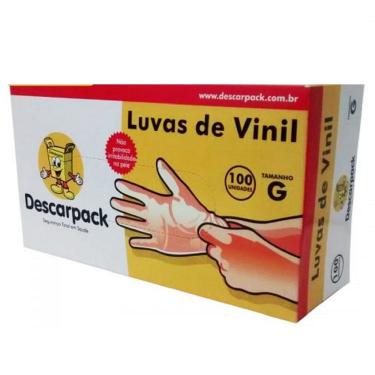 Imagem de Luvas De Vinil Descarpack G Com Talco 100 Unidades
