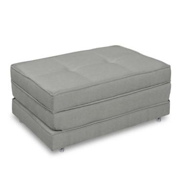 Imagem de Pufe Cama Dobrável Solteiro Com Rodízio Premium - Due Decor, Linho Cin