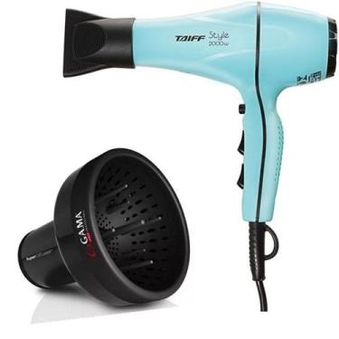 Imagem de Kit  secador de cabelo prof. taiff style azul 2000w 127v  difusor de a