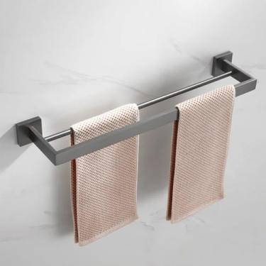 Imagem de Toalheiro de aço inoxidável cinza 304, porta-escovas de papel higiênico, dispensador de sabão, gancho para toalha, conjunto de acessórios para banheiro (2 barras de toalha GG)