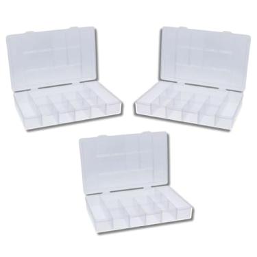 Imagem de Kit Com 3 Caixa Organizadora Multiuso para Remédios | Costura | Pregos Parafusos Estilo Maleta com 13 Divisórias 17 x 28cm Transparente