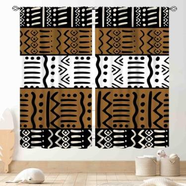 Imagem de Cortinas de lama africanas, boêmio moderno estampa geométrica abstrata tribal africana padrão étnico boêmia marrom blackout cortinas para janela para sala de estar, quarto, cozinha, banheiro, 2
