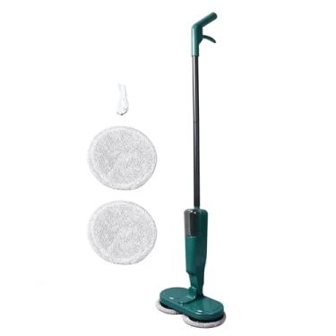 Imagem de MOP elétrico Limpeza de rotação elétrica leve e sem fio com pulverizador de água Limpeza sem esforço para pisos de laminados de madeira de madeira ABS METAL 44,2 x 11,3 x 5,5in (Verde)