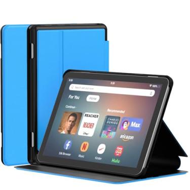 Imagem de Nova capa para tablet 8 e 8 Plus (12ª/10ª geração, 2024/2022/2020), capa com suporte ajustável multiengrenagem SHREBORN com parte traseira de TPU macio e despertar/hibernar automático também para Sony