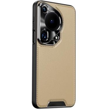 Imagem de LTLMYDAM Capa ultrafina para Huawei Pura 70 Ultra/70 Pro/70 Pro+/70, Capa de telefone leve de couro com textura de lichia estilo comercial masculina e feminina, dourada, 70