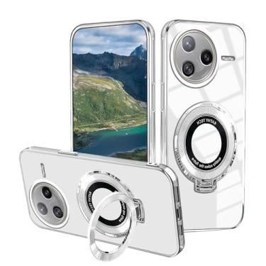 Imagem de Wousunly Capa compatível com Xiaomi Poco F7 Pro com suporte magnético, para capas de telefone Poco F7 Pro, acessórios de silicone transparentes, Funda, à prova de choque, capa protetora original de