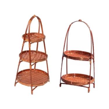 Imagem de IEUDNS 2x Cesta de Frutas de Bambu Trançada para Decoração Cesta de Armazenamento de Bambu para Cozinha