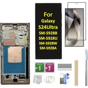 Imagem de Tela Galaxy S24 Ultra LCD com moldura de substituição para Samsung Galaxy S24 Ultra SM-S928B SM-S928U SM-S928A tela LCD sensível ao toque digitalizador com moldura + ferramenta (cinza/violto)