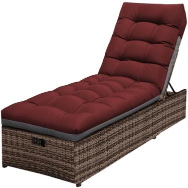 Imagem de DANGHOOGY Almofadas de espreguiçadeira ao ar livre, almofadas de espreguiçadeira para móveis ao ar livre, à prova d'água, com gravidade zero, 71 x 21 x 4 polegadas, vermelho