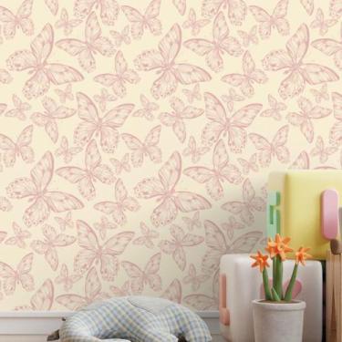 Imagem de Papel De Parede Borboletas Rosa Autocolante Lavável 3.5m - DELIQUADROS