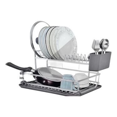 Imagem de Escorredor Louças De Aluminio 2 Prateleiras - 48x30x24cm