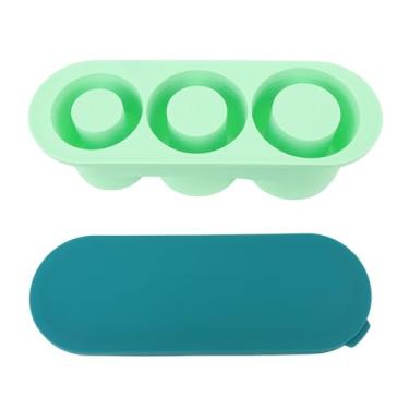 Imagem de Bandeja de cubo de gelo de cilindro vazio liberação rápida silicone alta temperatura baixa resistente com tampa 3 cilindro oco Cubro de gelo fabrica (Verde)