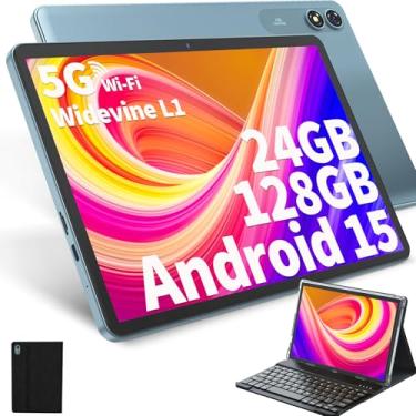Imagem de HISORL Tablet Android 14 de 10 Polegadas com 24 GB + 128 GB, Expansão de 1 TB, 8 Núcleos, 8000 mAh, Wi-Fi 5G, Widevine L1, GMS, Tablet 2 em 1 com Teclado, Mouse, Caneta