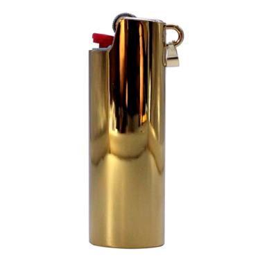 Imagem de Capa de isqueiro de metal J6 reutilizável para isqueiros regulares Bic Suporte de manga com acessórios de colar de anel