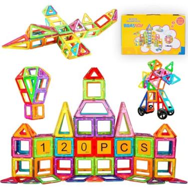 Imagem de Blocos de Montar Magnéticos 120 Peças Brinquedo STEM Educativo infantil