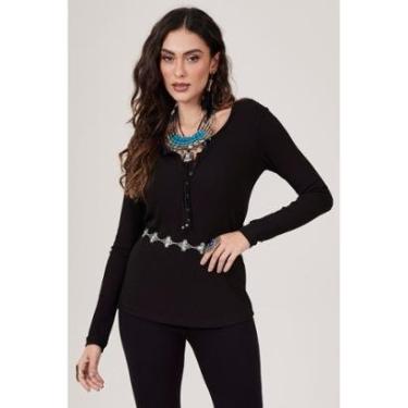 Imagem de Blusa Básica Canelada Preta Yacamim B15-Feminino