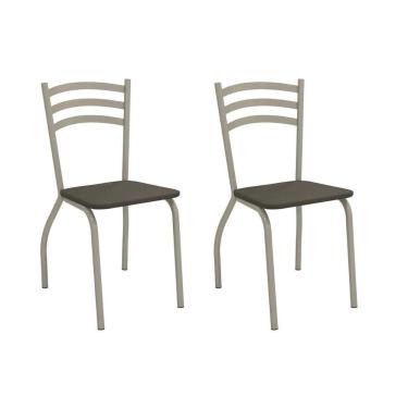 Imagem de Cadeira de Cozinha Portugal 2C007NK Aço Kit 2 Un Niquel/Suede Escuro - Kappesberg