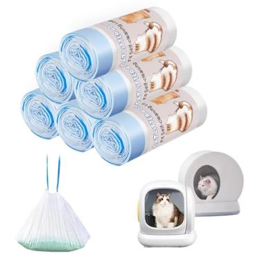 Imagem de Joddguu Pacote com 120 forros de caixa de areia para gatos compatíveis com caixa de areia automática para gatos MW-SC01/MW-SC02/MW-LR01, receptáculos de areia de gatinhos resistentes com cordão para