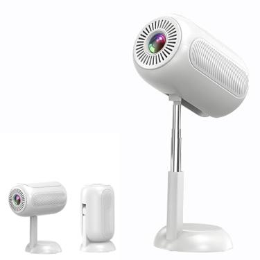 Imagem de UN UNITEDTIME Projetor Portátil Com Suporte Integrado 1080P 4K, Ajustável Em 90° E Altura Ajustável, Dobrável, Para Home Theater Hdmi, Usb, Pc, Tv Box (Ts3) (Branco)