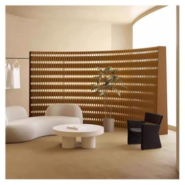 Imagem de Biombos e Divisórias Divisória De Ambiente De Papel Portátil Dobrável Moderna, Divisória De Parede De Privacidade Autônoma, Tela De Painel De Papel Oco Criativo Para Separação De Ambiente(Brown,400x20