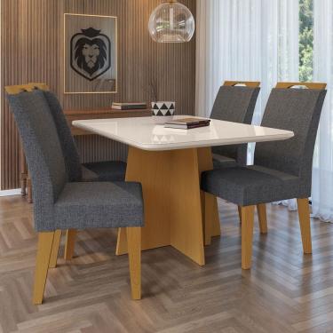 Imagem de Mesa de Jantar 4 Lugares Evora com Vidro Natural/Cinza - Art Panta