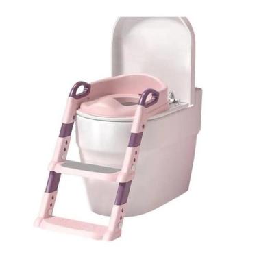 Imagem de Troninho Assento Redutor Infantil Escada Vaso Sanitário-Rosa - Mhr