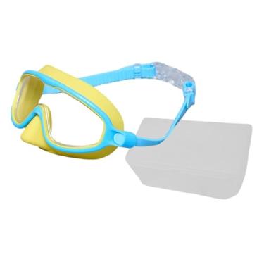Imagem de Dynwave Óculos de natação infantis, confortáveis ​​e leves, equipamento de natação para mergulho com snorkel e esportes aquáticos, Amarelo Azul