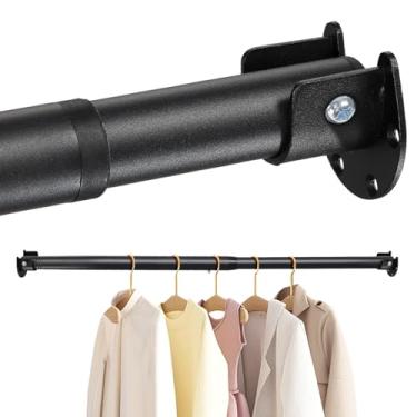 Imagem de Varões de armário para pendurar roupas, haste de armário ajustável de mola contínua de 43 a 459 cm com suporte em forma de U, haste de pendurar para armário resistente de 3,5 cm para guarda-roupa