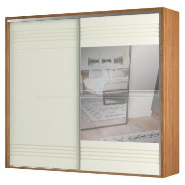 Imagem de Guarda Roupa Casal Com Espelho 267cm 2 Portas 100% Mdf Tw603e Freijó/off White - Dalla Costa