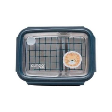 Imagem de Bento Box Luke Térmica Infantil, Aço Inox com Divisórias,Azul
