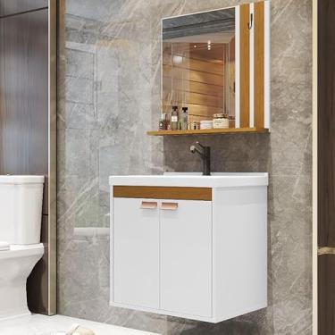 Imagem de Gabinete Banheiro em MDF C/Espelho e Cuba Pallas (BRANCO/MADEIRA)