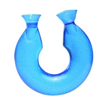 Imagem de Milageto Bolsa de água quente para pescoço, aquecedor de pescoço e ombros, compressa quente conveniente, à prova de vazamento, formato U, com capa removível e, Azul