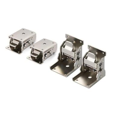 Imagem de YIDELAI Dobradiças dobráveis de bloqueio de mesa, ajustáveis de 0 a 90 graus, suportes de suporte de liga de zinco com botão de bloqueio, 63 mm x 60 mm (2 pares)