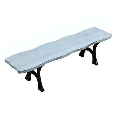 Imagem de Banco de jantar, cadeira de parque ao ar livre, cadeira de lazer sem encosto, adequada para varanda, varanda, jardim, pátio e móveis de assento ao ar livre (natural, 150 x 39 x 43 cm)