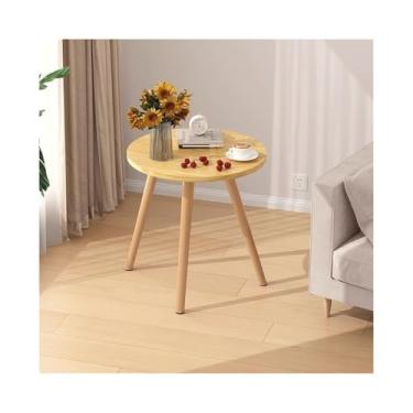 Imagem de Mesa de sala de estar, sofá, mesa lateral de madeira para recepção de lounge, varanda, mesa de jantar redonda casual (natural, média)