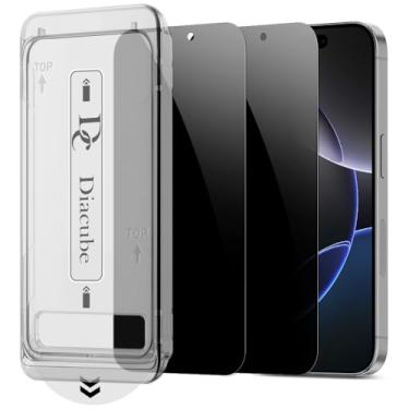Imagem de DIACUBE Pacote com 2 protetores de tela de privacidade para iPhone 16 Pro, [antiespião de 27°] Vidro temperado à prova de estilhaçamento de dureza 9H com [moldura de fácil instalação com remoção