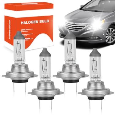 Imagem de OQSNCV Adequado para Hyundai Sonata 2011 2012 2013 2014 lâmpadas de farol de halogêneo, kit de lâmpadas de substituição de farol alto H7 de farol baixo H7, pacote com 4