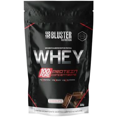Imagem de Bluster Nutrition, Whey 100% Pure, 21 gramas de proteína, adoçado com stevia, Sabor chocolate, Pouch, 900 gramas