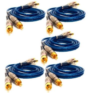 Imagem de Kit 5 Cabos RCA Blindado 1 Metro Prime Crossover Plug Metal - SVART TE