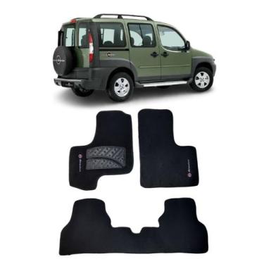 Imagem de Jogo Tapete Carpete Fiat Doblo Adventure 2005 a 2014 Com Logo Bordado 