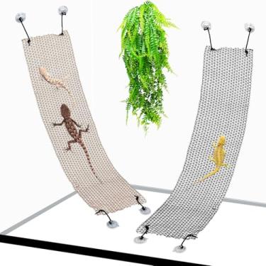 Imagem de Rede de dragão barbudo lagarto espreguiçadeira dobrável réptil parede escalada ponte acessórios de tanque para lagartixa cobra caranguejo eremita camaleão (2 peças)