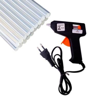 Imagem de Aplicador De Cola Quente Kit Com 1KG Refil Bastão Cola Fina 7mm - Kit 