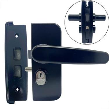 Imagem de Fechadura Porta Vidro Alvenaria Maçaneta Recorte 1510 Preto