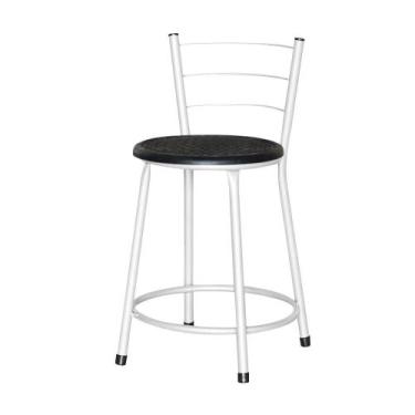 Imagem de Banqueta Baixa Assento Ratan Branca Retro - Lamar Design, Preto