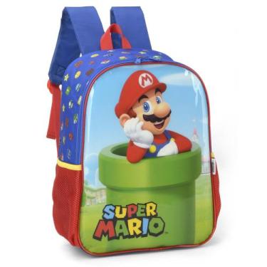 Imagem de Mochila De Costas Escolar Infantil Super Mário Up4you Luxcel, Azul